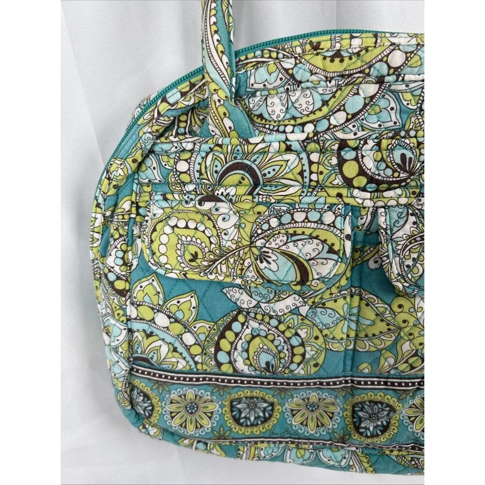 Vera Bradley Retired Small Bowler Bag Peacock Garden Paisley Teal Green 2007